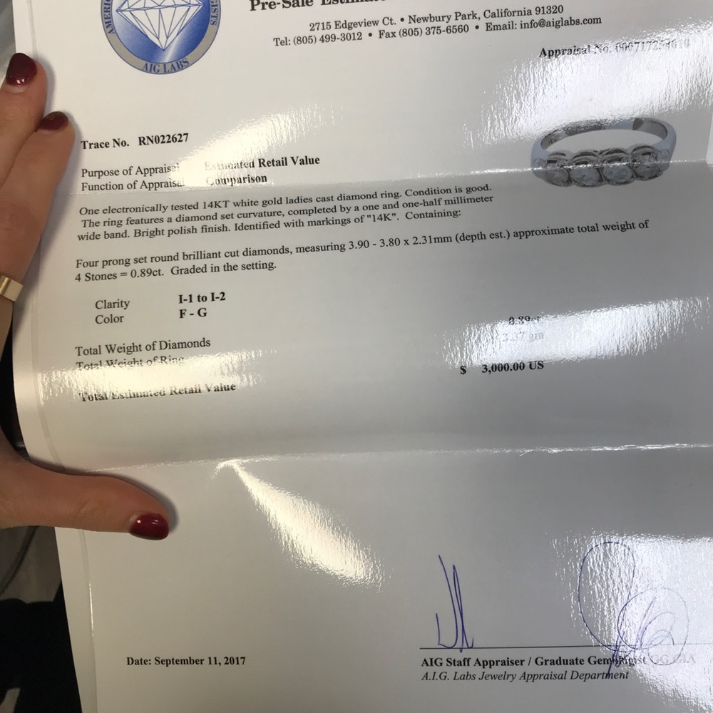 0.89ctw diamond and 14k white gold ring - Picture 3 of 5